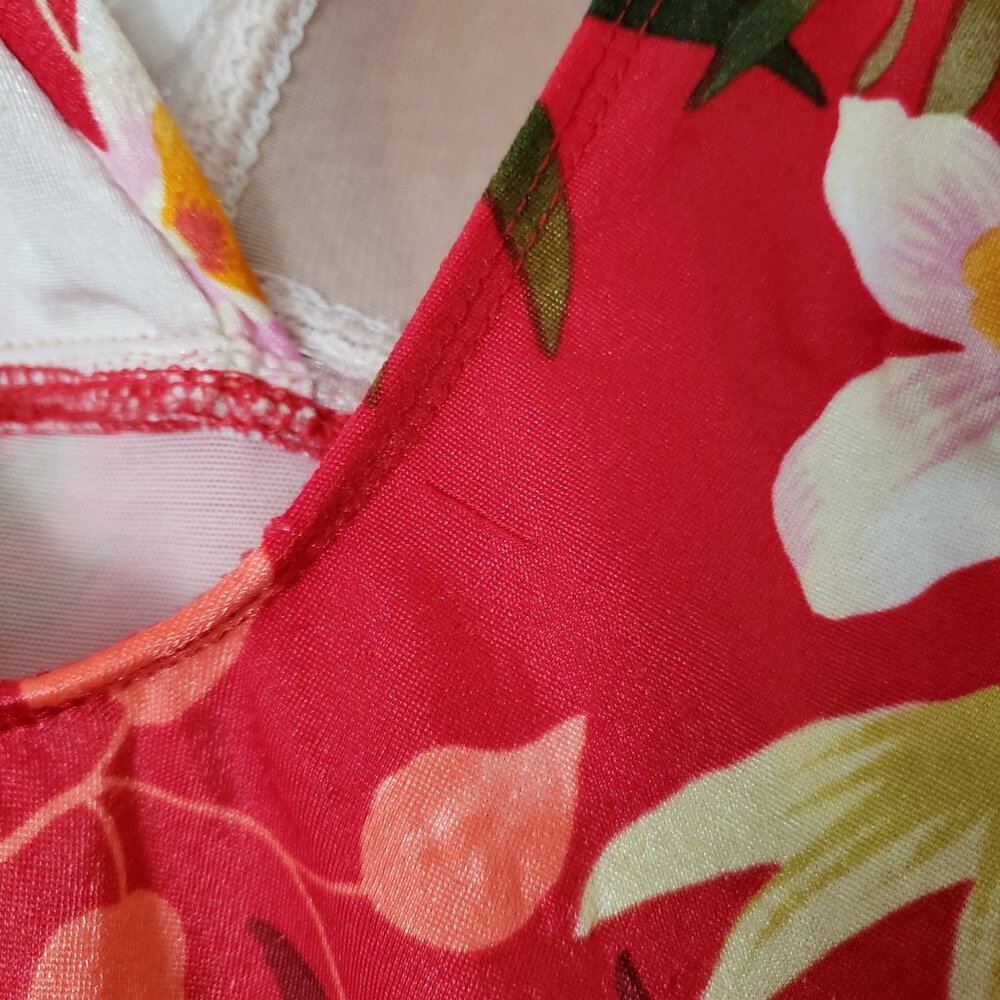Longitude Swim Suit Size 8 One Piece Red Floral - Picture 5 of 9